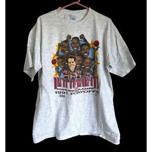 Vintage 1991 Salem Sportswear Portland Trailblazers Playoffs T-shirt Drexler XL